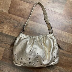 B. Makowsky Beaded Light Gold Tone Satchel EUC